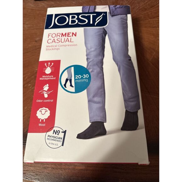 New Jobst For Men Casual SMALL/REG/FULL Calf Black Socks Compression 20-30 - Picture 1 of 4